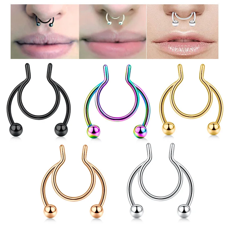 Body Jewelry Hoops - U-förmiger gefälschter Nasenring Hip Hoop Septum