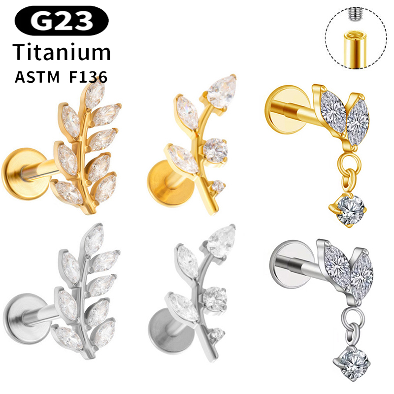 Body Jewelry Implant Grade - 1 STÜCK G23 Titan Ohrstecker Innengewinde
