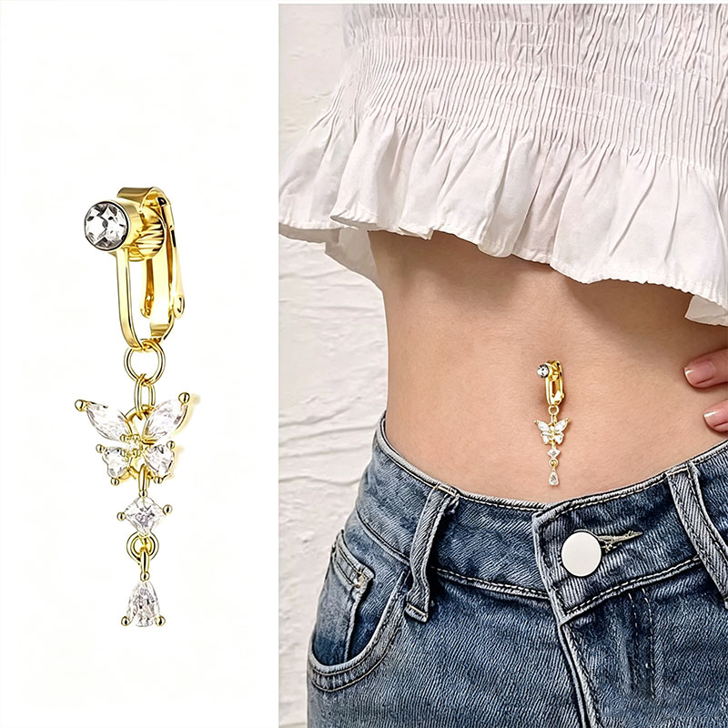 Body Jewelry Hoops - 1 Stück Schmetterlings-Design CZ Fake Bauchnabelpiercing