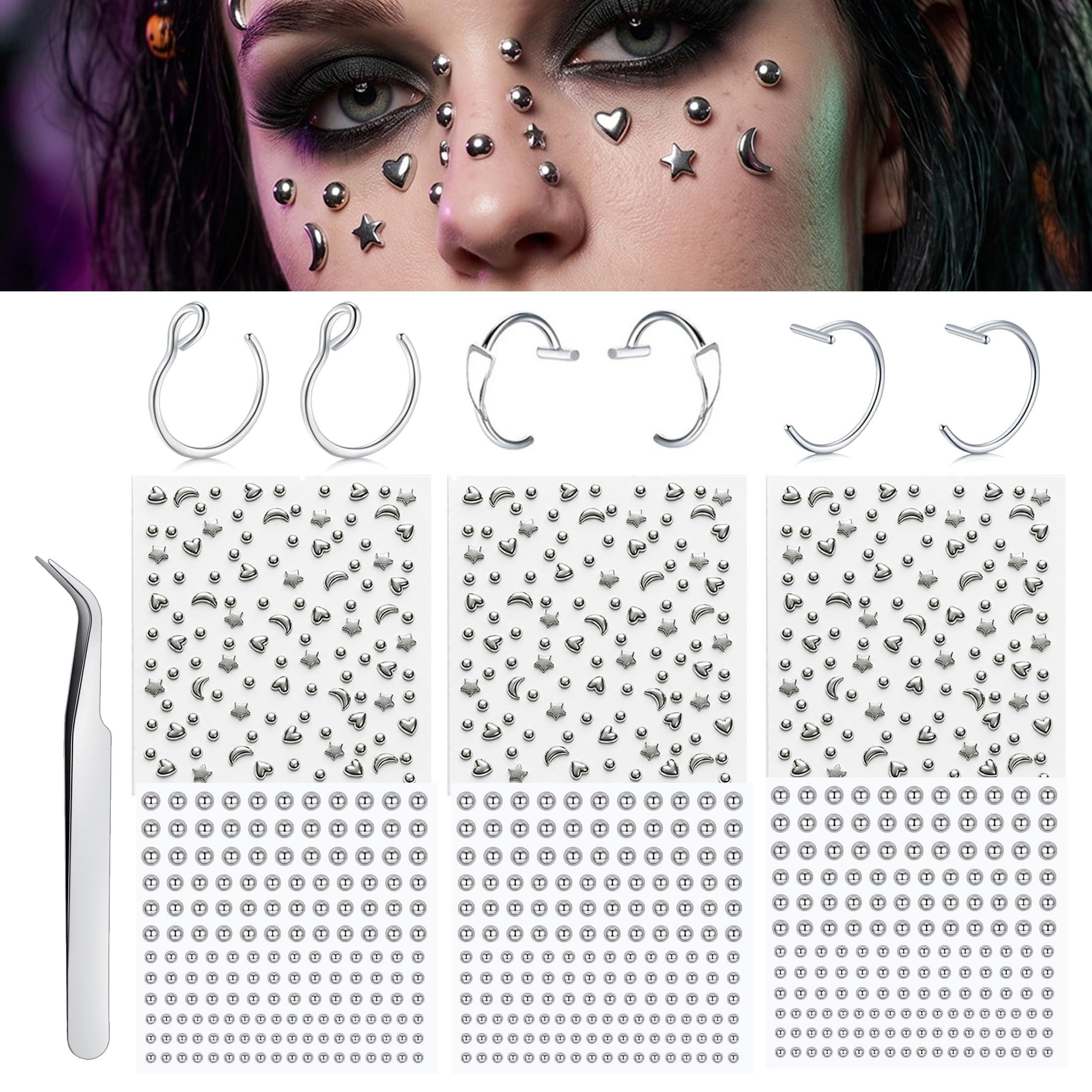 Body Jewelry Hoops - Künstliche Piercing-Kugeln zum Aufkleben, Nasenstecker, Fake