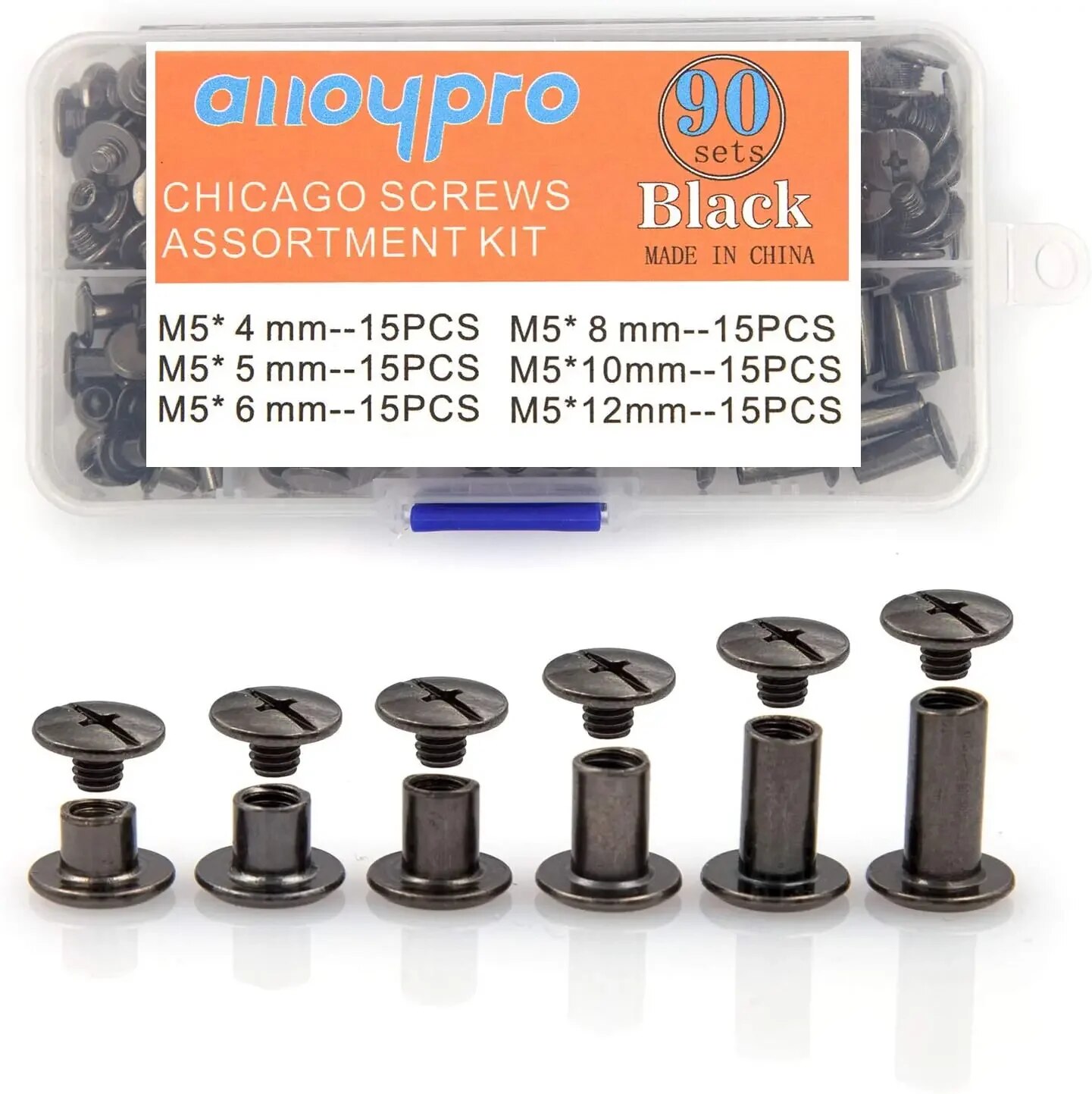 Body Jewelry Chicago - 90 Sets Chicago-Schraubenset, 6 Größen runder