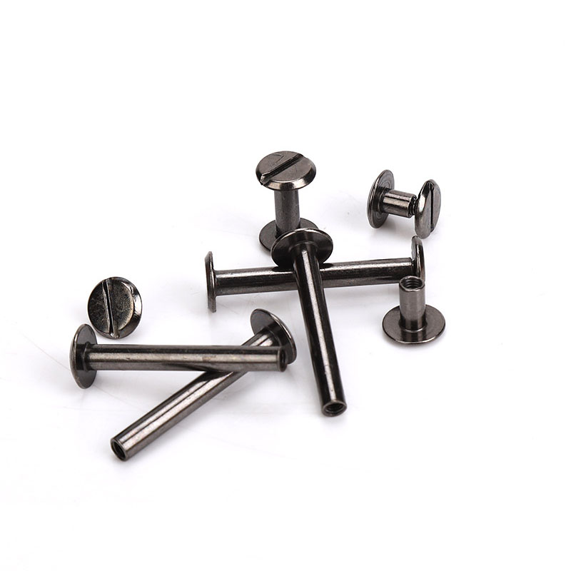 Body Jewelry Chicago - 10 Stück Metall-Gürtelschrauben in Gunmetal-Schwarz, lange