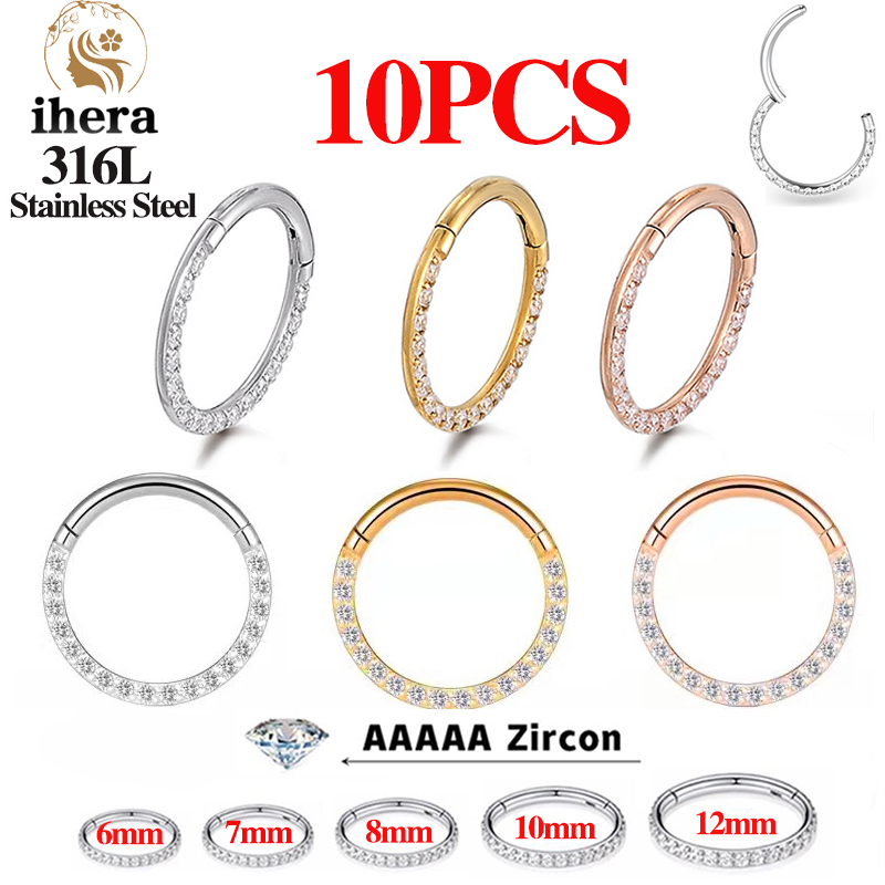 Body Jewelry Hoops - 1/10 Stück Edelstahl Nasenringe Septum Clicker