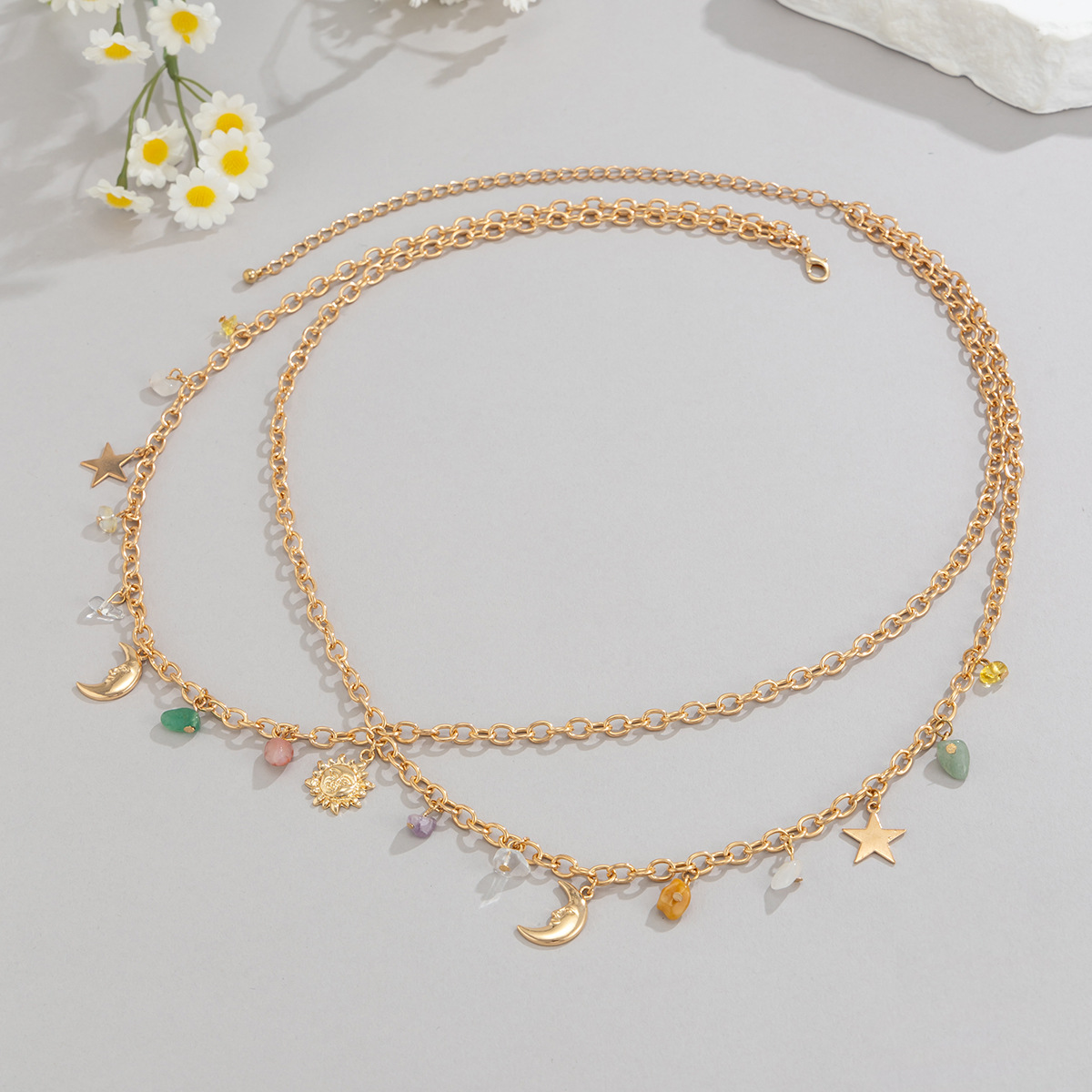 Boho-Stern-Mond-Sonnen-Anhänge – Body Jewelry Chain Bewertung und Preis