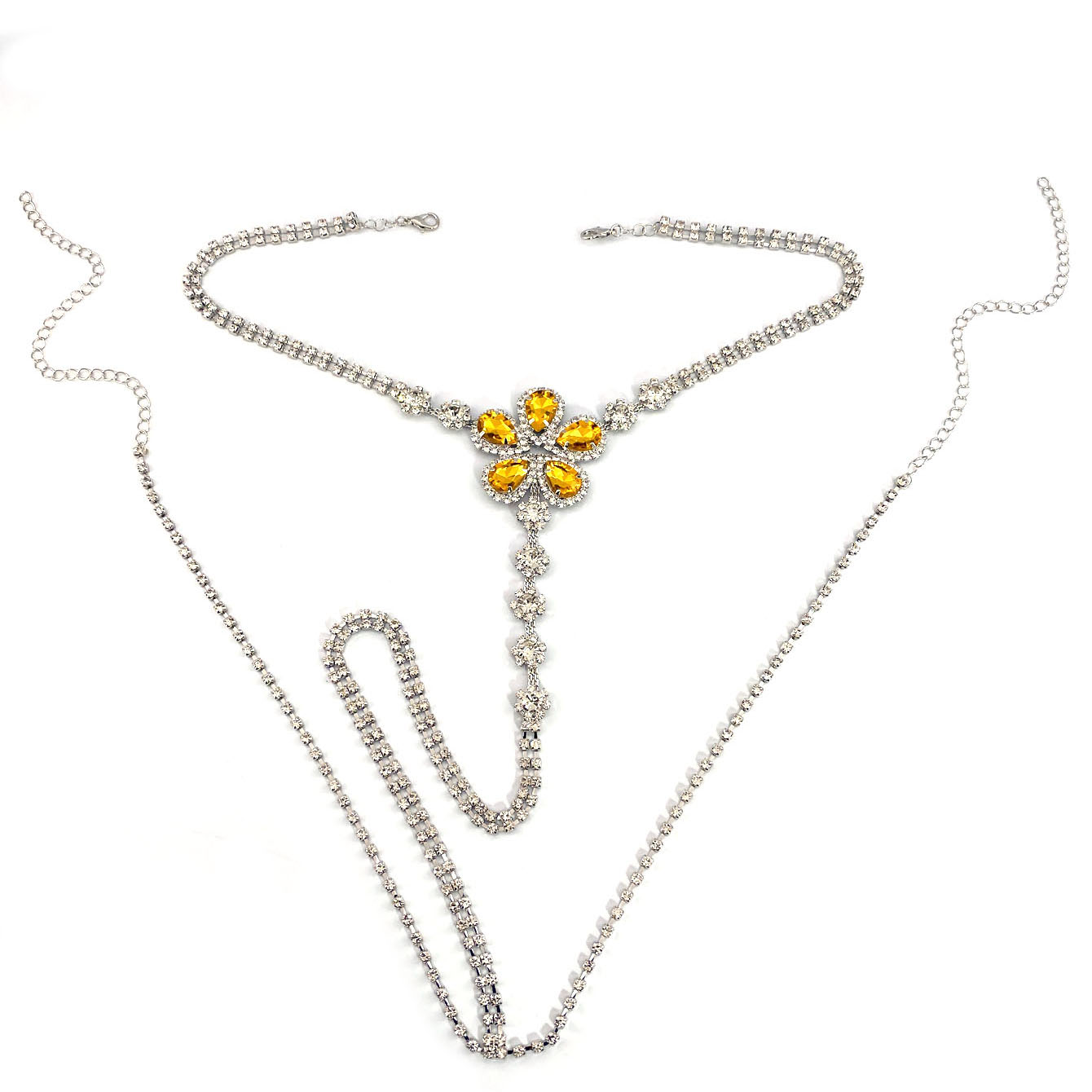 1pc Blume Geformt Sexy Strass  – Body Jewelry Chain Bewertung und Preis