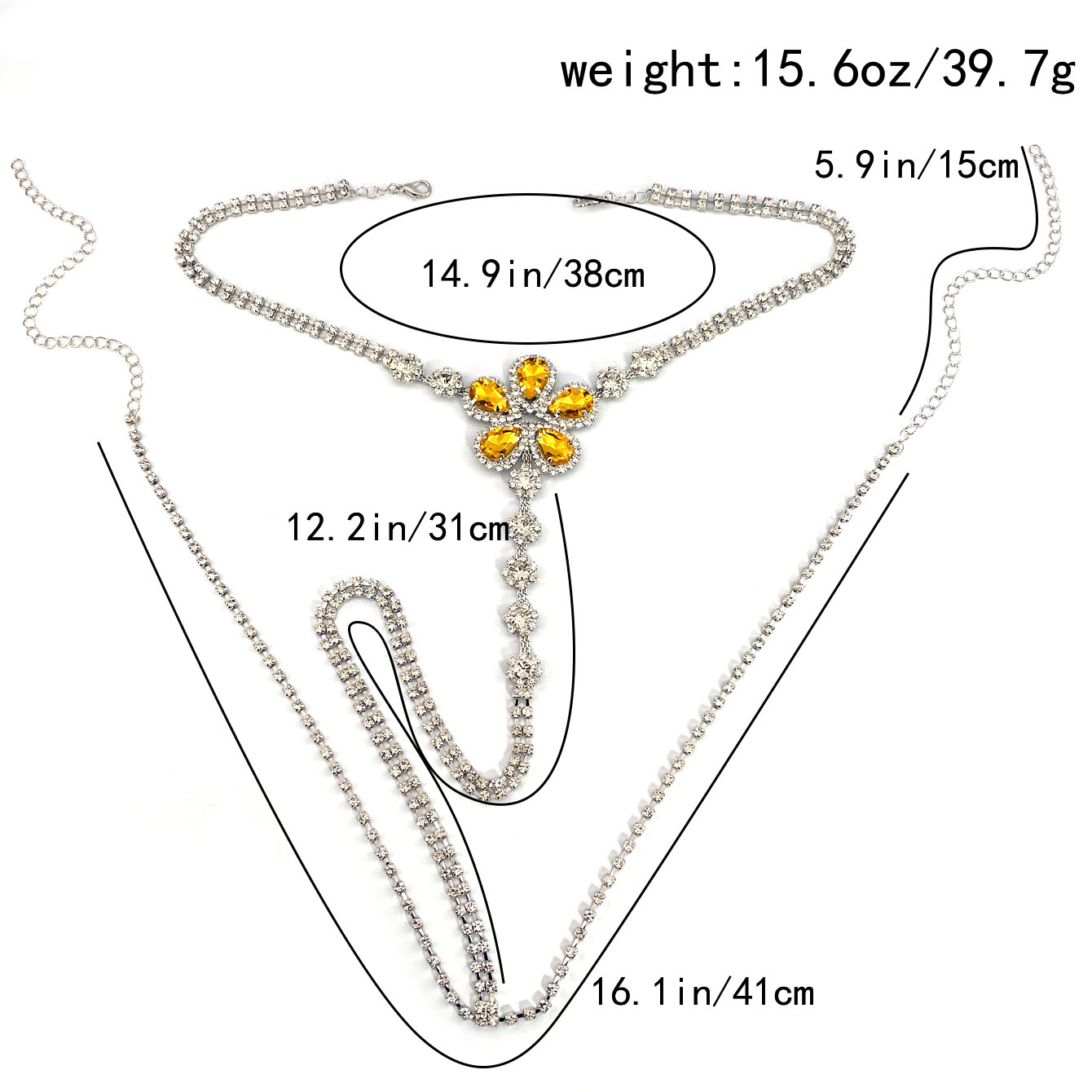 1pc Blume Geformt Sexy Strass  – Body Jewelry Chain Bewertung und Preis